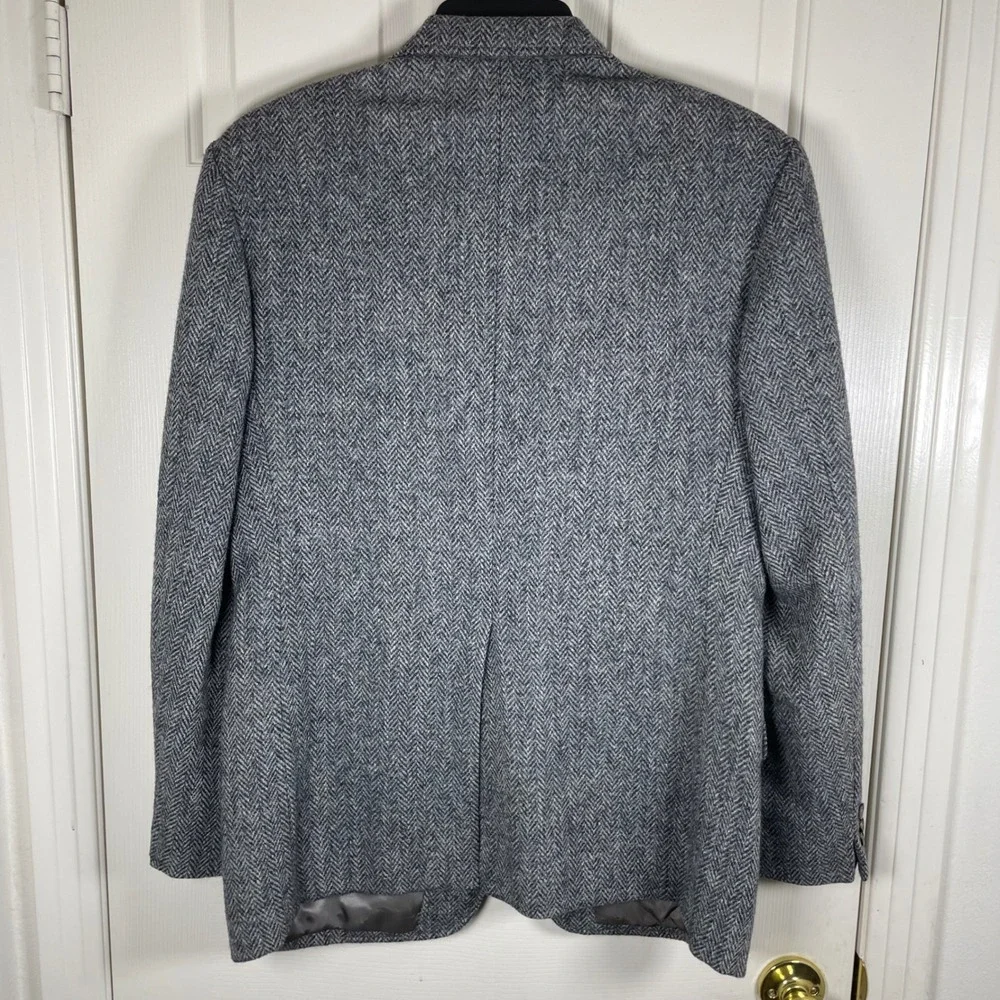 Harris Tweed Mens Grey Herringbone Wool Blazer Sports Coat Pringle 40R *Read*